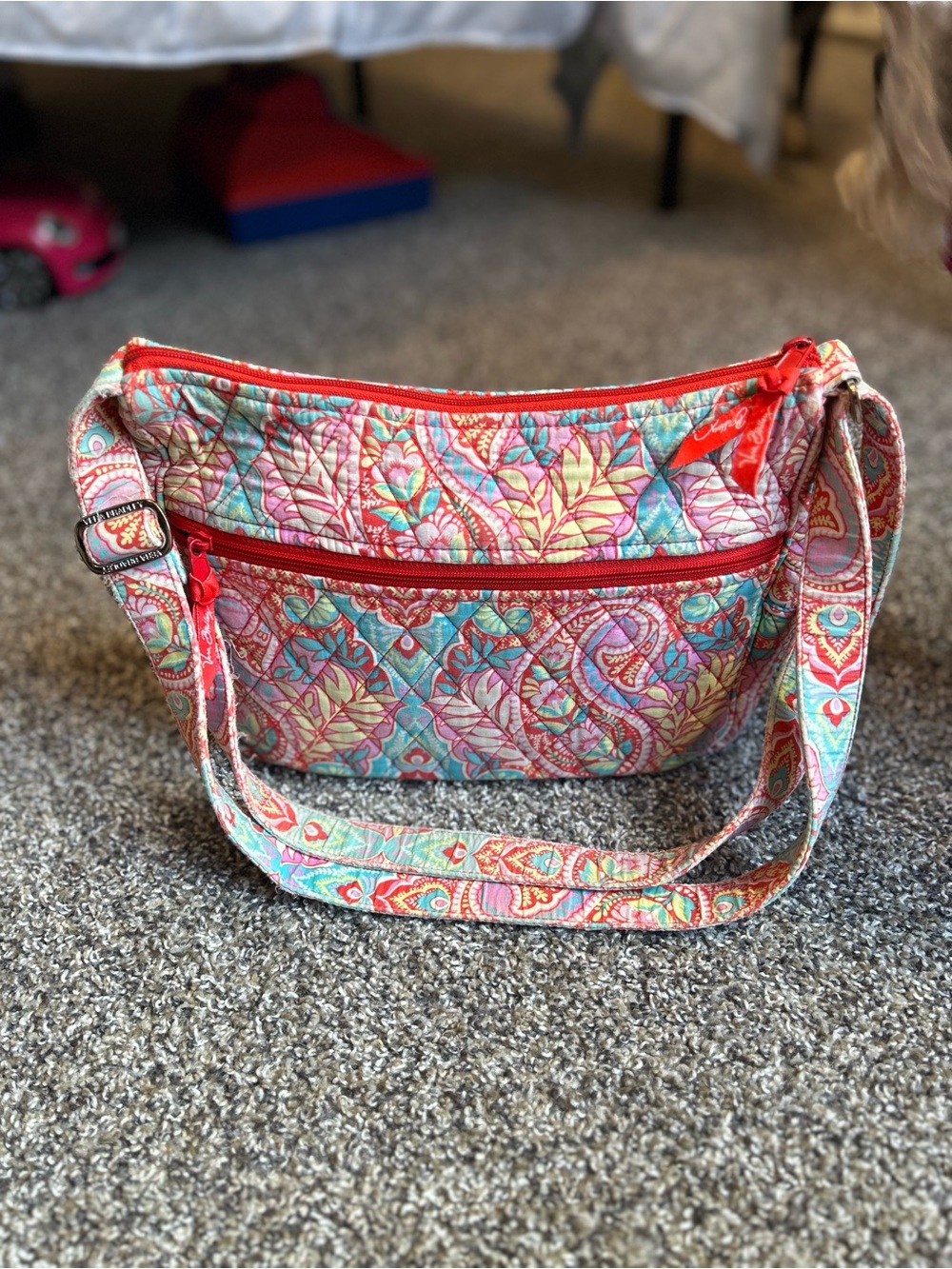 Vera Bradley Coral & Teal Paisley Quilted Crossbody